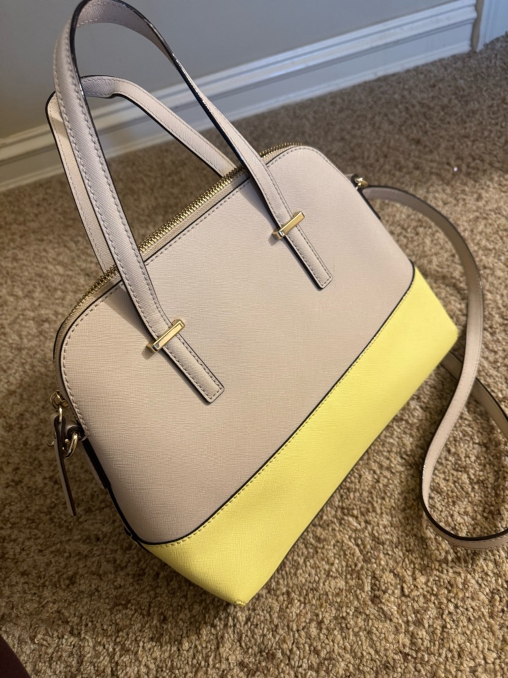 kate spade beige and Yellow Two-Tone Dome Satchel - Picture 4 of 5